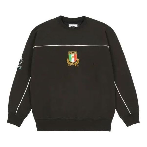 PALACE SS21 Mumma Mia Crew Black Italy Soccer Logo Round NeckLong Sleeve Black P20CS176