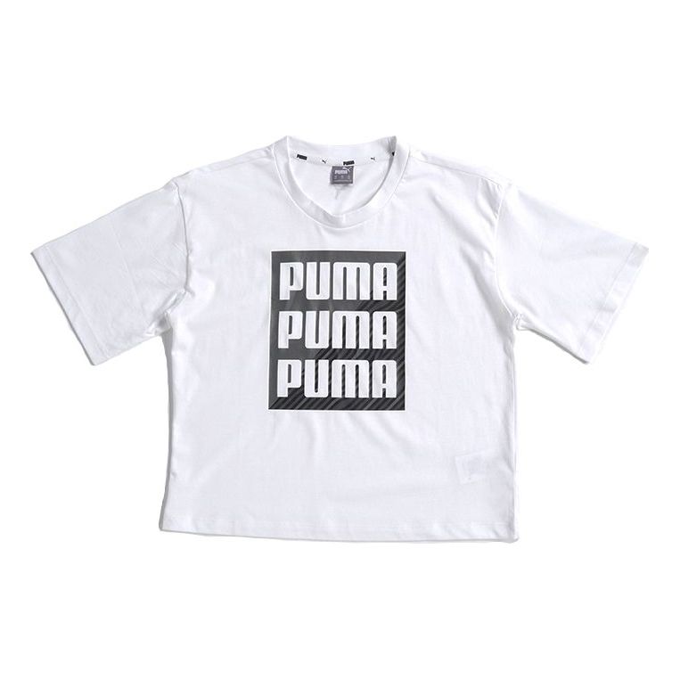 (WMNS) PUMA SS20 Logo Printing Loose Short Sleeve White 584169-02