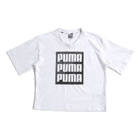 (WMNS) PUMA SS20 Logo Printing Loose Short Sleeve White 584169-02