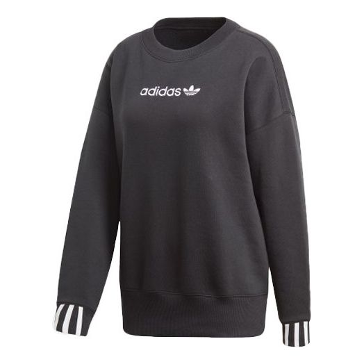 (WMNS) adidas originals Round Neck Pullover Black DU7193