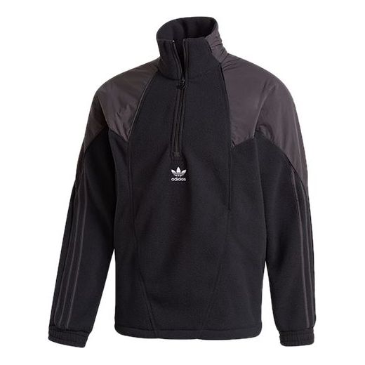 adidas originals Bg Trf Mix Hfzp Half Zipper Colorblock Stand Collar Sports Jacket Black GE0864