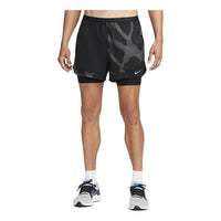 Men's Nike Printing Pattern Drawstring Lacing Loose Shorts Black DQ4762-010