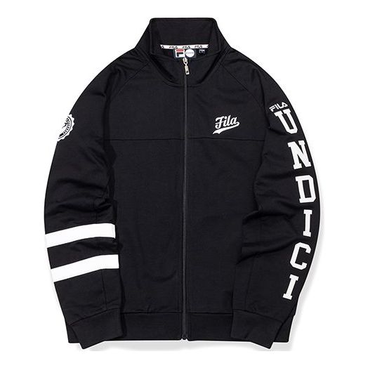 FILA FUSION Alphabet Logo Printing Knit Stand Collar Jacket Black T11M035501F-BK