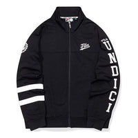 FILA FUSION Alphabet Logo Printing Knit Stand Collar Jacket Black T11M035501F-BK