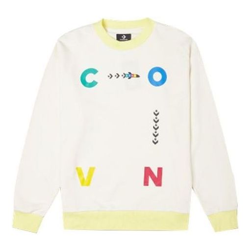 Converse Sports Contrast Letter Print Crew Neck Sweatshirt Asia Sizing 'White' 10022414-A02