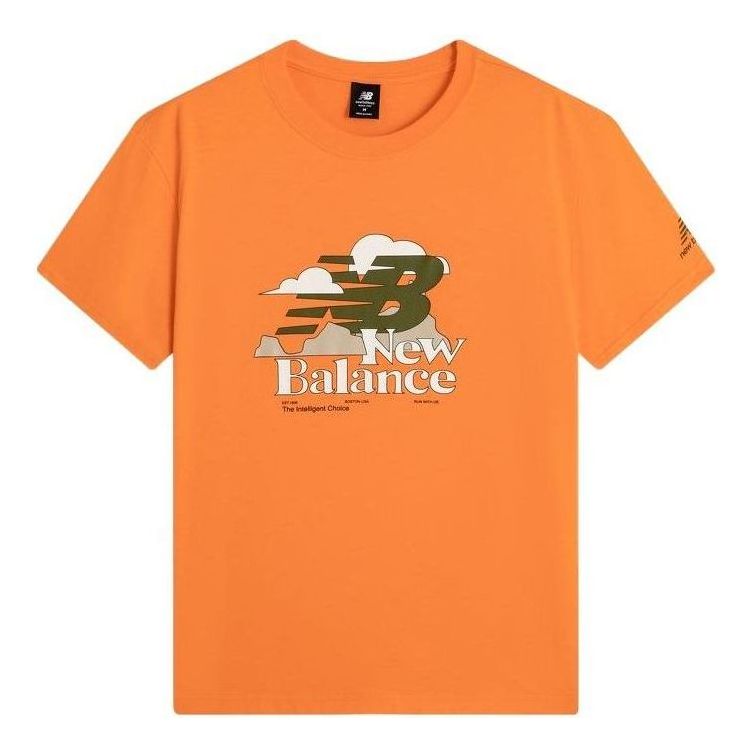 New Balance Logo Print Tee Asia Sizing 'Orange Green' AMT22365-SKS