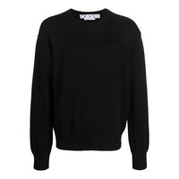 Men's Off-White FW22 Solid Color Round Neck Pullover Knit Wool Sweater Loose Fit Black OMHE091C99KNI0021010