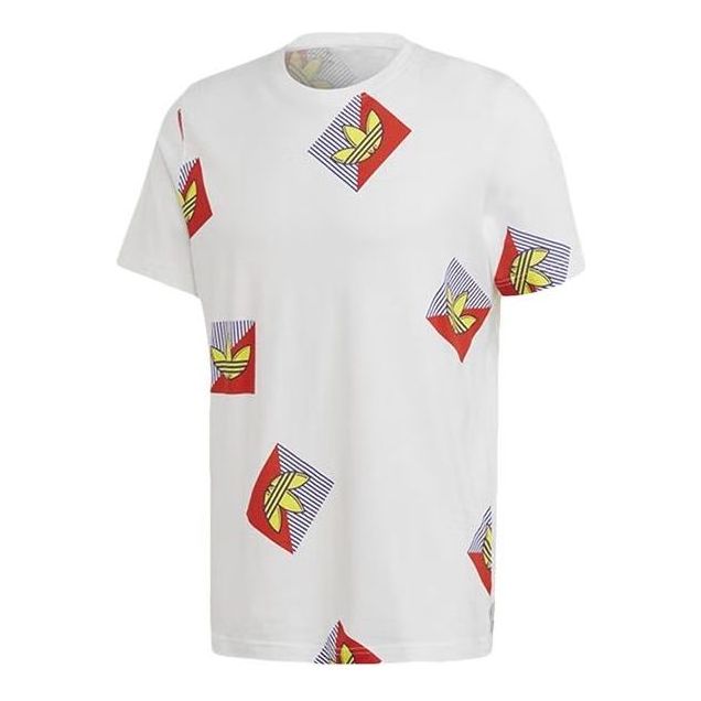 adidas Allover Print Diagonal Graphic T-shirt Asia Sizing 'White' FM3342
