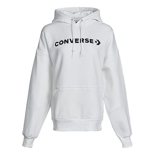 Converse Classic Logo Athleisure Casual Sports Fleece Lined Hoodie White 10021657-A02