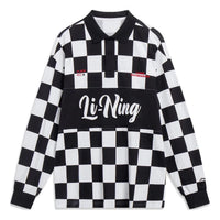 Li-Ning Checkerboard Graphic Long Sleeve Polo Shirt 'Black White' APLT013-1