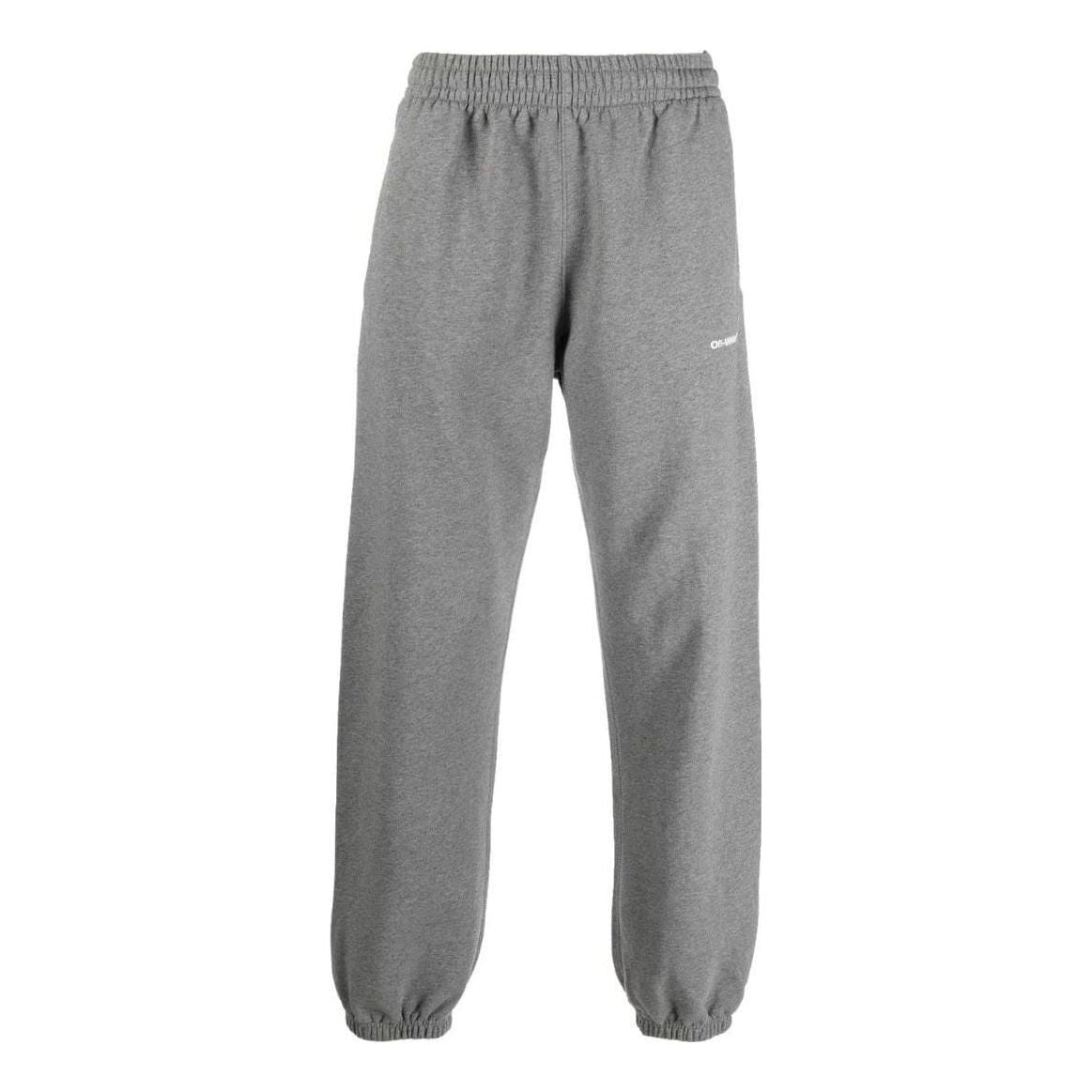 Men's Off-White SS22 Solid Color Stripe Drawstring Sports Pants/Trousers/Joggers Loose Fit Gray OMCH029F22FLE00808010801