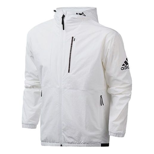 adidas Woven hooded Windproof Jacket White EH3746