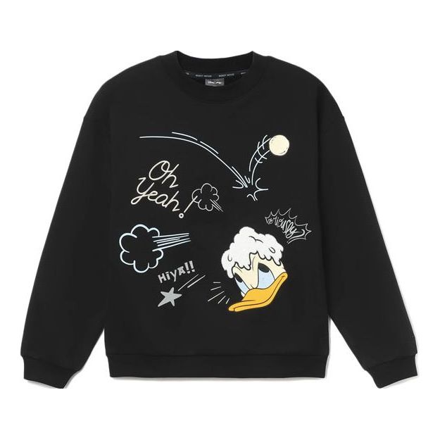 (WMNS) Li-Ning x Disney Cartoon Printing Round Neck Pullover 'Black' AWDR688-5