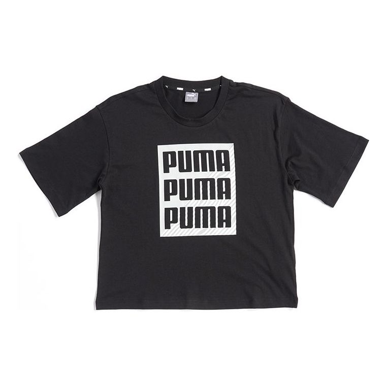 (WMNS) PUMA SS20 Logo Printing Loose Short Sleeve Black 584169-01