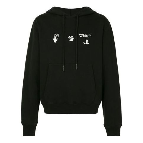 Off-White Logo Printing Hooded Pullover Men Black OMBB034F20FLE0021001