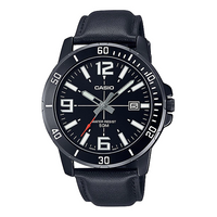 Men's CASIO Dress Series Classic Minimalistic Exquisite Fashion Watch 45mm 50m Waterproof Strap Mens Black Analog MTP-VD01BL-1BV
