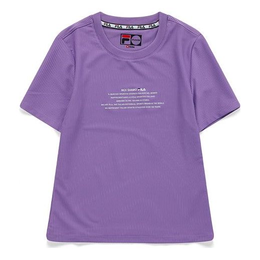 (WMNS) Fila Alphabet Printing Sports Round Neck Short Sleeve Purple T61W021705A-VT