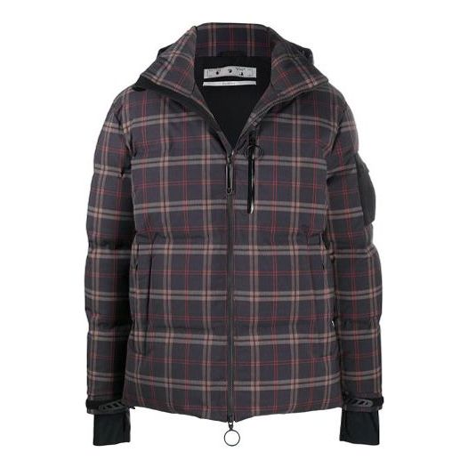 Off-White Plaid Jacket Slim Fit Version Navy Blue OMKI019F20FAB0024610