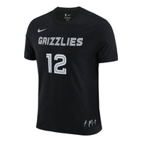 Nike Casual Alphabet Numeric Printing Round Neck Pullover Short Sleeve Memphis Gray Memphis Grizzlies Black DM0447-010