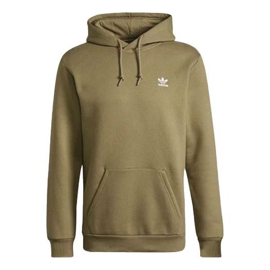 adidas originals Solid Color Small Label Fleece Lined Hoodie 'Olive Green' H34650