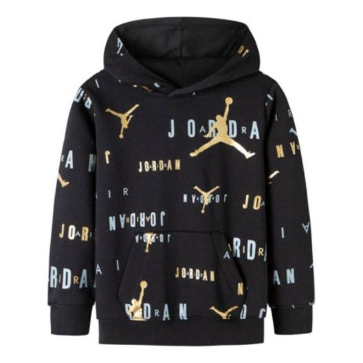 (GS) Air Jordan Jumpman Print Pullover Hoodie 'Black White' JD2142062GS-001