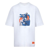 Men's HERON PRESTON Heron Embroidered Printing Short Sleeve White HMAA019F20JER0080149