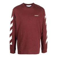 Men's Off-White FW22 Stripe Printing Round Neck Pullover Red OMAB064F22JER0012801