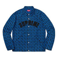 Supreme FW18 Snap Front Twill Jacket Blue Logo 'Blue Black' SUP-FW18-139