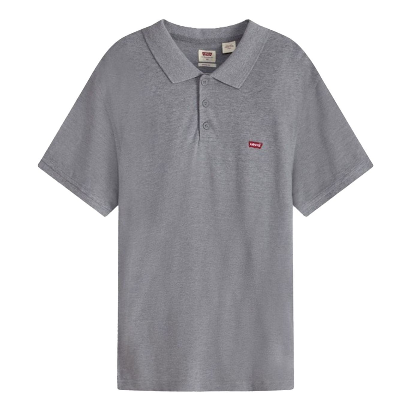 Men's Levis Red Flag Embroidered Pure Cotton Short Sleeve Polo Shirt Gray 35883-0004