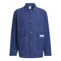 adidas originals Solid Color single breasted Cargo Jacket Navy Blue HM8016