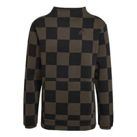 Men's adidas Fl Swt Logo Embroidered Grid Sports Half Turtleneck Pullover Black HU0291