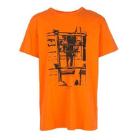 Off-White Cotton Arrow Pattern Printing Round Neck Short Sleeve Orange OMAA027F191850071910