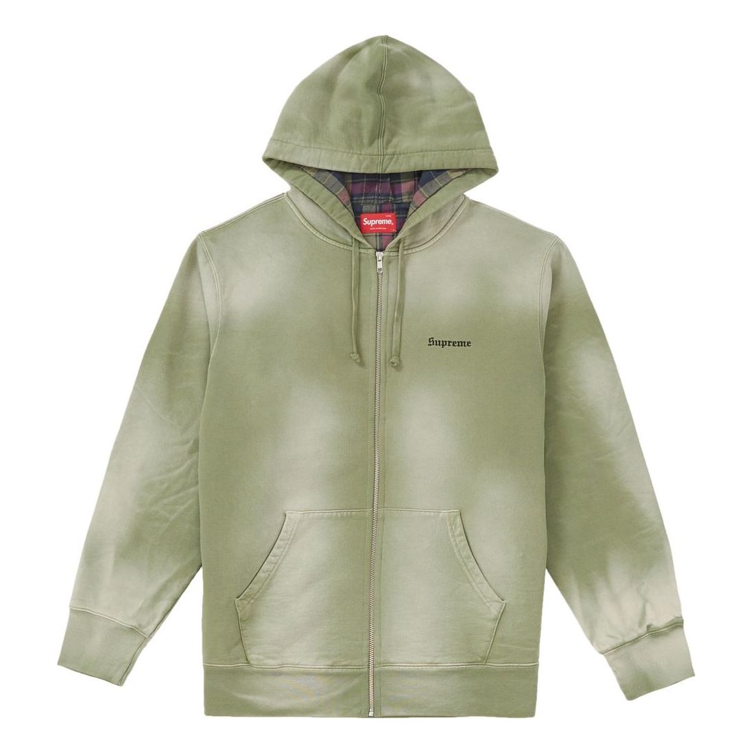 Supreme FW18 Bleached Zip Up Sweatshirt Light Olive SUP-FW18-785