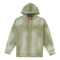 Supreme FW18 Bleached Zip Up Sweatshirt Light Olive SUP-FW18-785