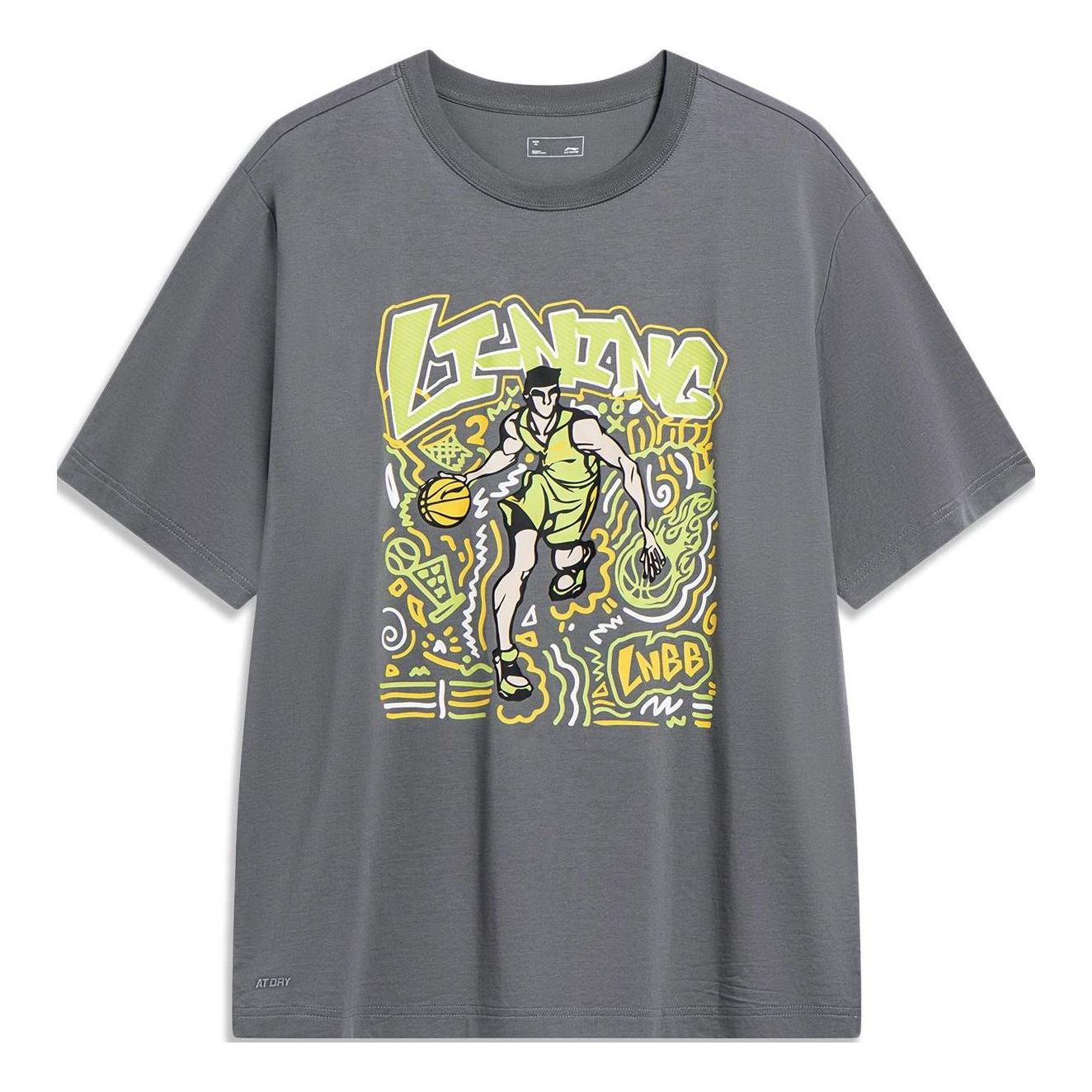 Li-Ning Hoops Comics Graphic T-shirt 'Smoke Grey' AHST569-3