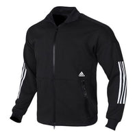 adidas Plaid Knitted Casual Jacket Men Black FM5322