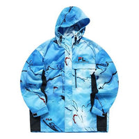 Men's FILA FUSION x FUTURA Crossover Splash Ink Full Print Woven Sports Hooded Jacket Blue T11M138704F-BL