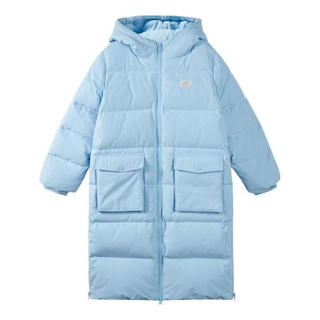 (GS) Skechers Logo Printed Long Down Jacket 'Blue Pink' P422G042