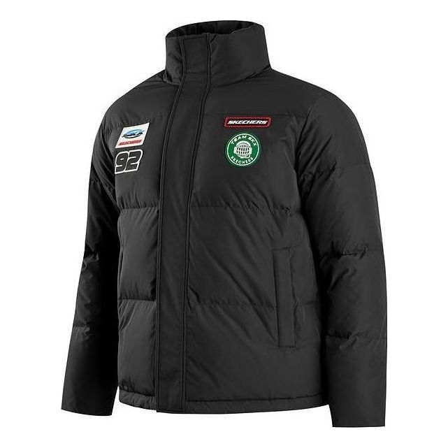 Skechers Logo Print Woven Down Jacket 'Black Blue' P322M057