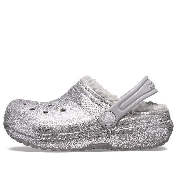 (GS) Crocs Classic Glitter Lined Clogs 'Silver Grey' 205937-00N