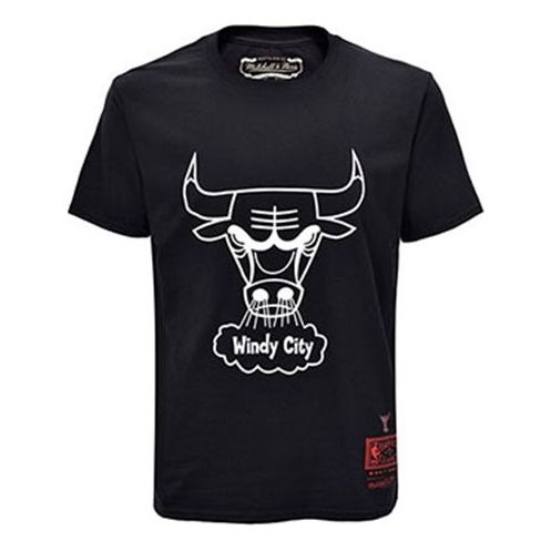 Mitchell & Ness NBA Series Chicago Bulls Printing Short Sleeve Couple Style Black MN13S27-CHI-BLACK