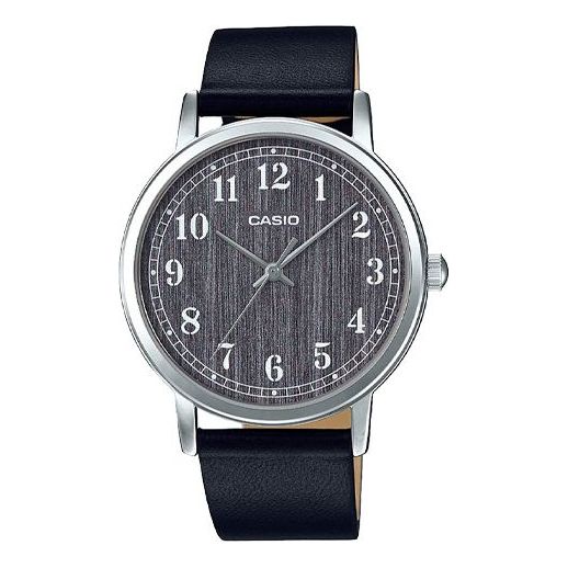 Men's CASIO quartz Watch Wood Grain Surface Mineral Glass Stainless Steel Case Leather Strap Mens LTP-E145L-1B