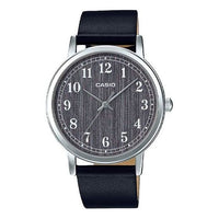 Men's CASIO quartz Watch Wood Grain Surface Mineral Glass Stainless Steel Case Leather Strap Mens LTP-E145L-1B