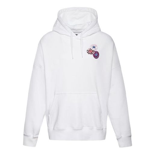 (WMNS) Converse Logo Print Hooded Drawstring Sweatshirt White 10020737-A03