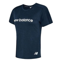 (WMNS) New Balance Classic logo Alphabet Printing Short Sleeve Blue AWT0301Y-ECR