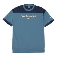 New Balance Linear Logo Honeycomb Mesh T-shirt Asia Sizing 'Elemental Blue' AMT45072-EUB