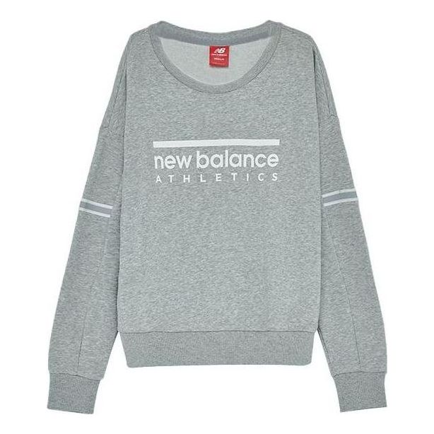 (WMNS) New Balance Classic Sweatshirt Asia Sizing 'Grey White' AWT91551-AG