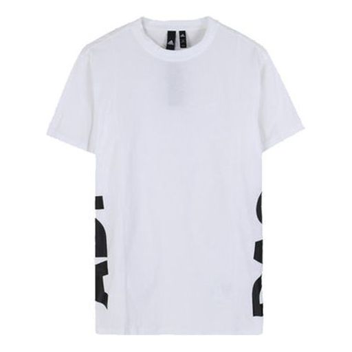 (WMNS) adidas Side Large Alphabet Printing Short Sleeve White DV0750