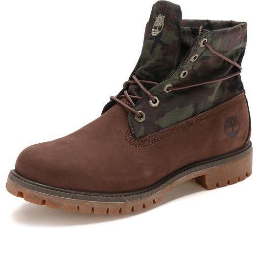 Timberland Roll Top Mid-Top Boots 'Brown Green Camouflage Print' A1UCN243