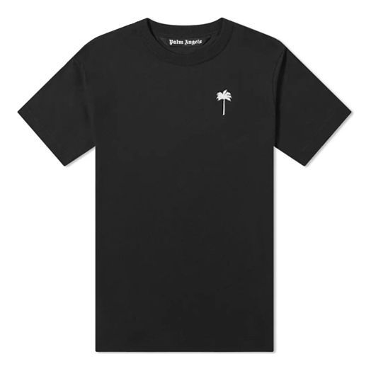 Men's PALM ANGELS Palm Logo Tee Chest Brown logo Short Sleeve Black PMAA038R207520371001